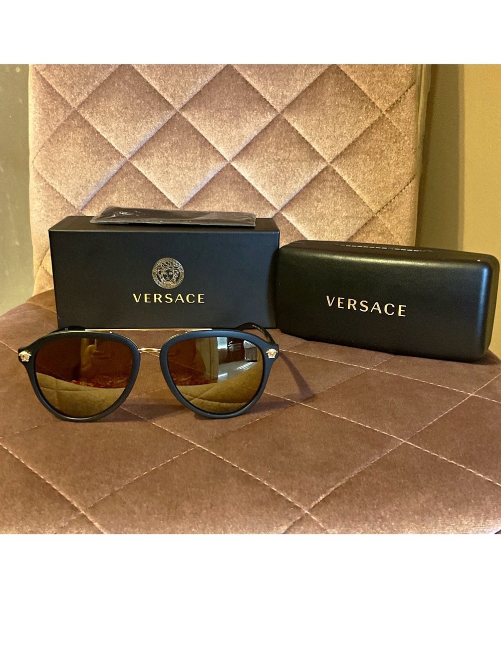 Versace unisex aviator sunglasses mirrored